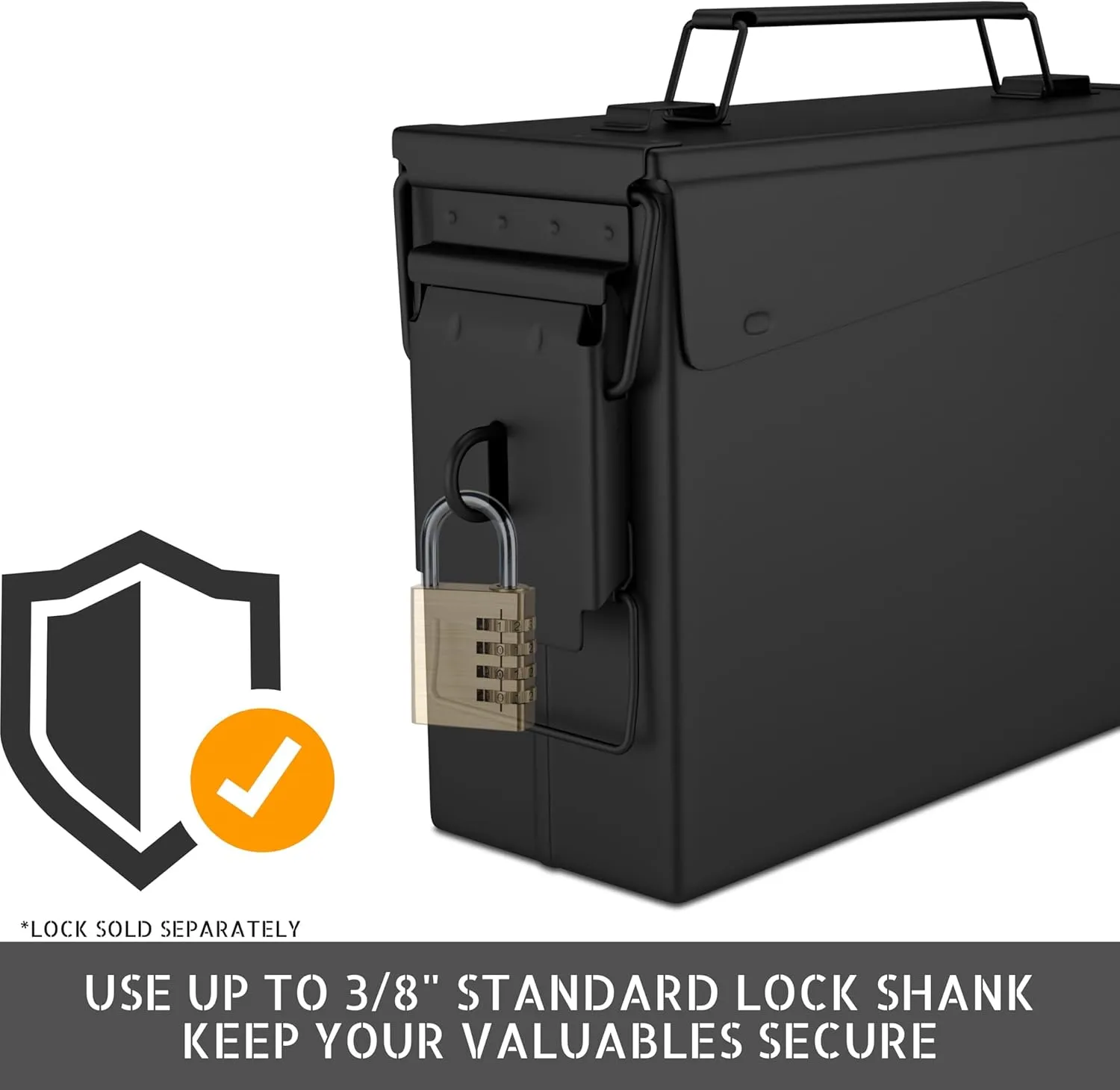 Lockable 30 & 50 Cal Metal Ammo Storage Box 9mm - Military & Army Steel Ammo Can for Ammunition Storage - Waterproof Ammo Crate Utility Box