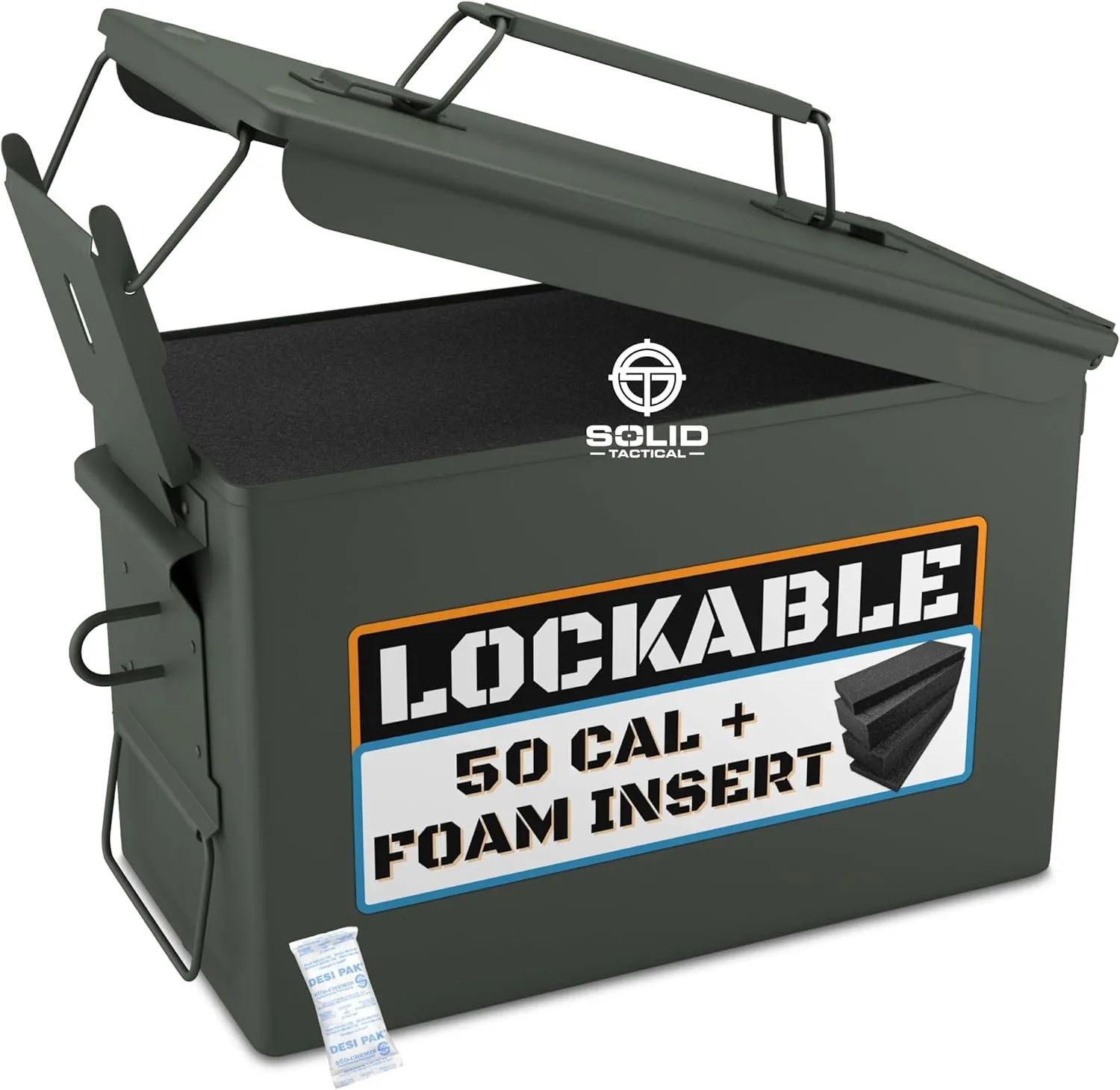 Lockable 30 & 50 Cal Metal Ammo Storage Box 9mm - Military & Army Steel Ammo Can for Ammunition Storage - Waterproof Ammo Crate Utility Box