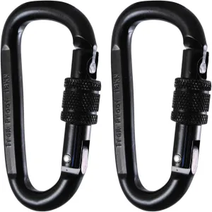 Locking Carabiner Clip, 2-Pack 18KN Carabiner Clip Heavy Duty Made of Steel Alloy - Caribeener Clips for Hammocks, Camping, Hiking, Traveling, Keychains - Caribeaner Clip Black - 4000 lb. Capacity