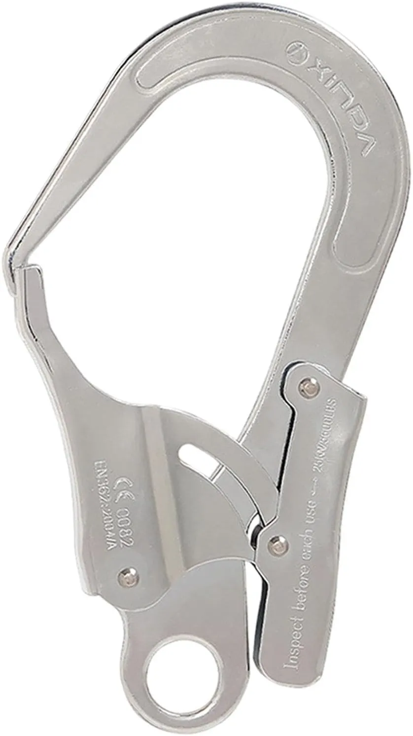 Locking Snap Hook Auto Locking Carabiner, 25 kN Metal, Sturdy Clip Spring Snap Hook for Hiking Hammock Mountaineering