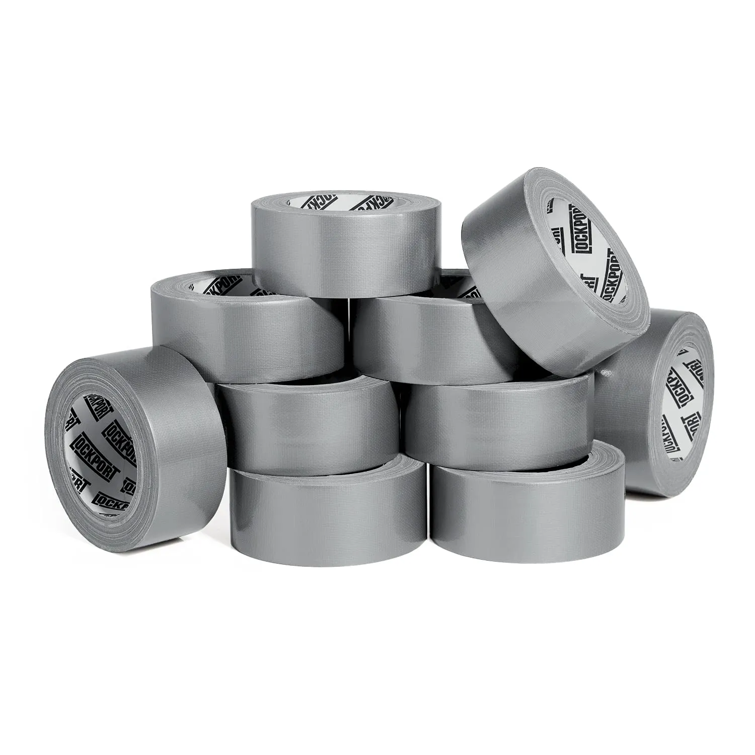 Lockport Duct Tape Heavy Duty Waterproof - 10 Roll Pack Silver Duct Tape Bulk - 30 Yards x 2 Inch - No Residue, Flexible, Strong, All-Weather Resistant and Easy Tear - Grey Heavy Duty