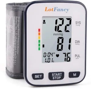 LotFancy Wrist Blood Pressure Monitor for Home Use, Blood Pressure Machine Adjustable Wrist Cuff (5.3”-8.5”) Digital BP Machine with Large LCD Display, 120 Memory with Carrying Case