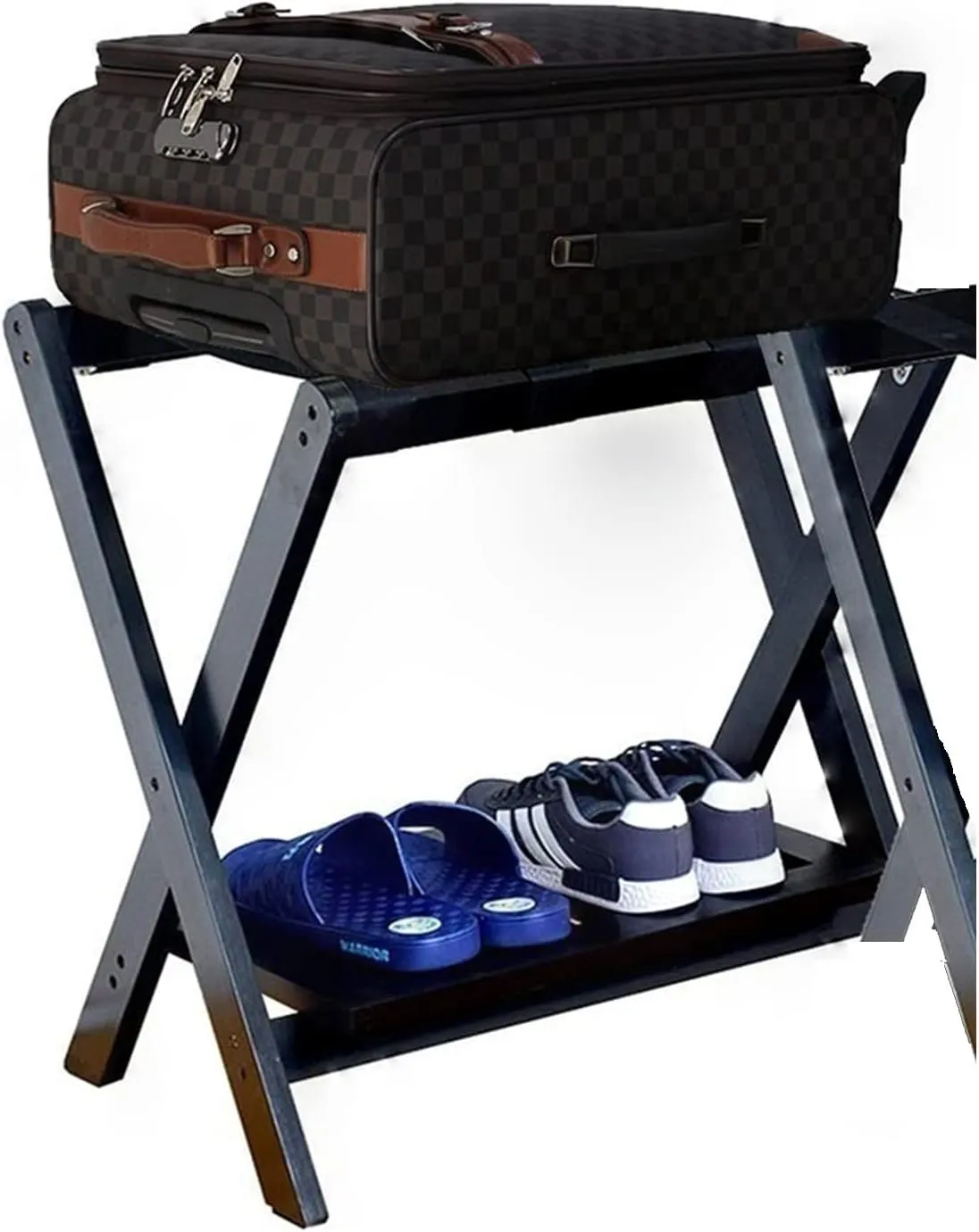 Luggage Rack for Guest Room - Suitcase Stand, Solid Wood Travel Bag Storage Rack, Hotel Home Luggage Rack/Shoe Rack, Foldable Hanger in Guest Room, Multi-Functional Portable Luggage Rack