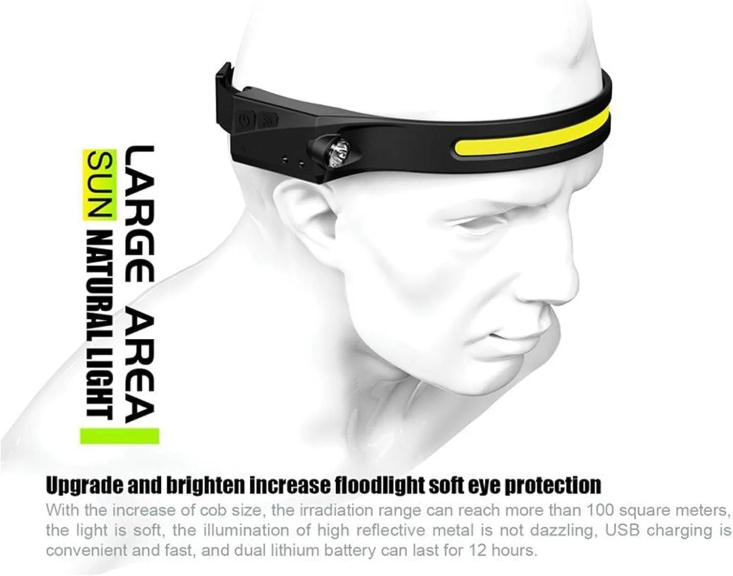 Lumi Light Led Headband, Lumilight Headlamp, Lumilight Led, 230 Degree Led Headlamp, Sensing Head Lamps Led Rechargeable Super Bright,Lightweight Waterproof for Outdoor Activities (B-2PC)