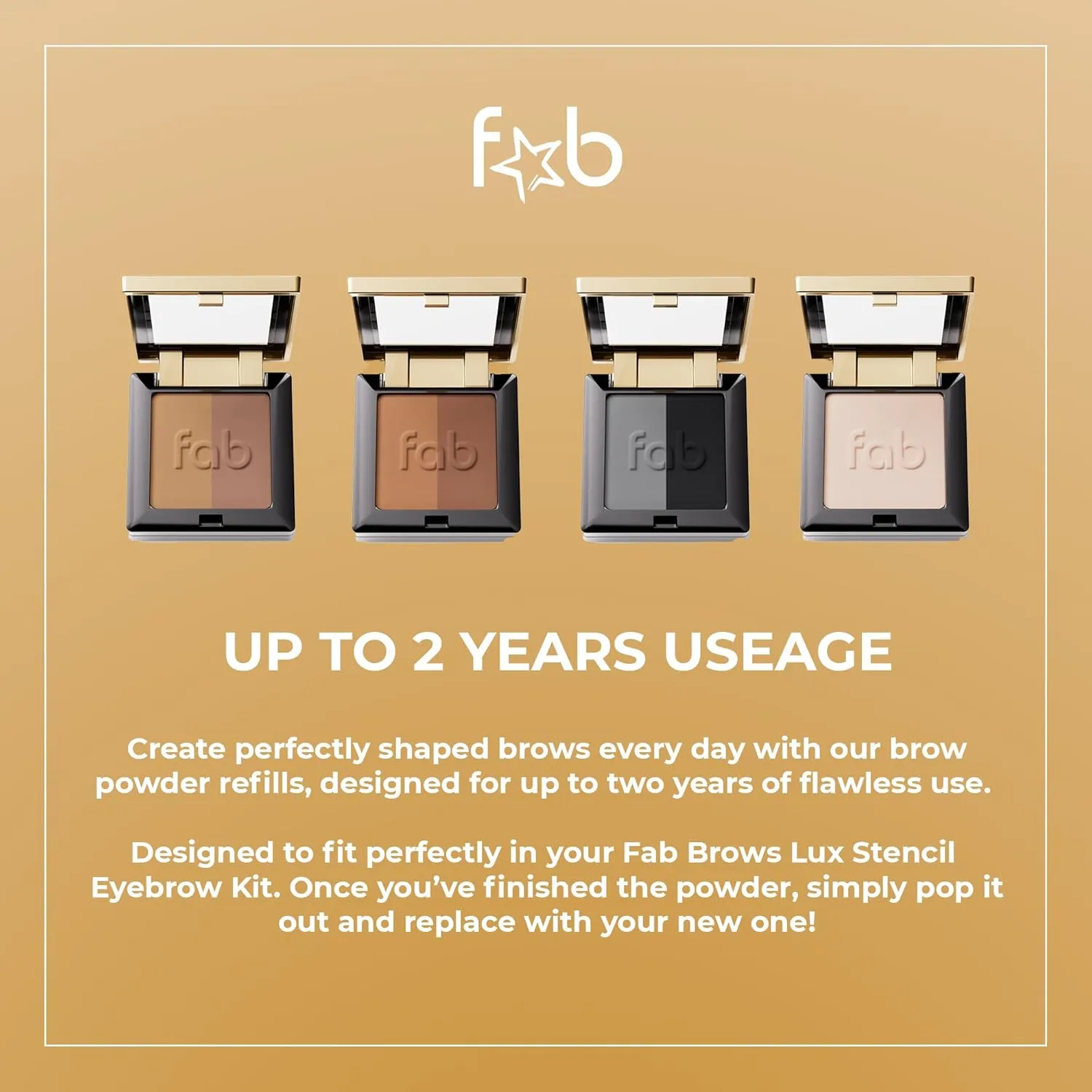 Lux Eyebrow Kit Refill Powder - Soft and Natural Eyebrow Definition for Slate/Black Brows On-The-Go