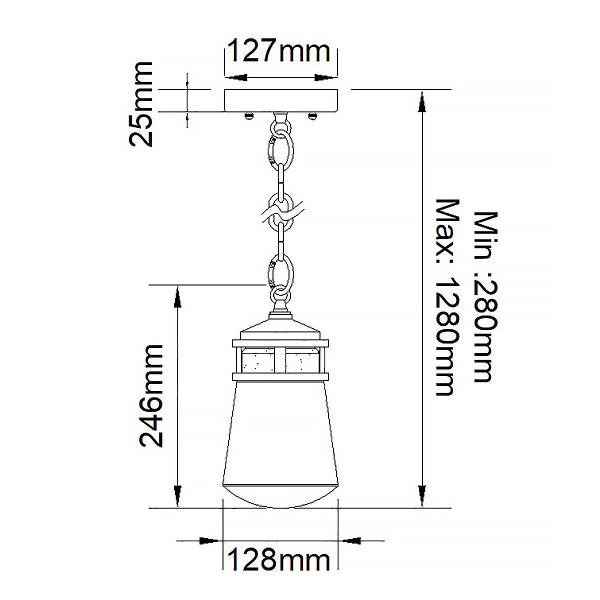 Lyndon 1 Light Small Chain Lantern | Architectural Bronze
