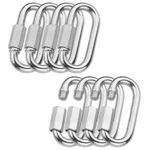 M-FV MFOREVER 304 Stainless Steel Quick Links Locking Carabiner for Outdoor Traveling Equipment (M8-8PACK)
