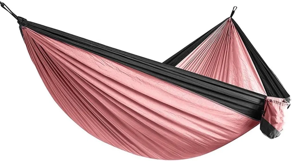 MaGiLL Parachute Hammock Camping Survival Garden Leisure Travel Double Person Portable Travel Camping Hanging Hammock Outdoor Furniture (Color : Roze) (Black)