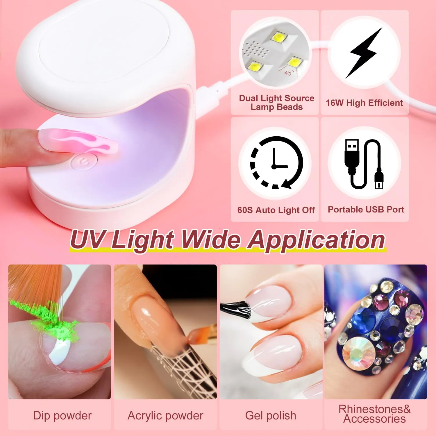 Major Dijit Gel Kit - Beginner Set With Drill, 0.5oz 4-in-1 Glue, 500PCS Medium Oval Tips, Clipper, UV Lamp for Nail Extension & Art