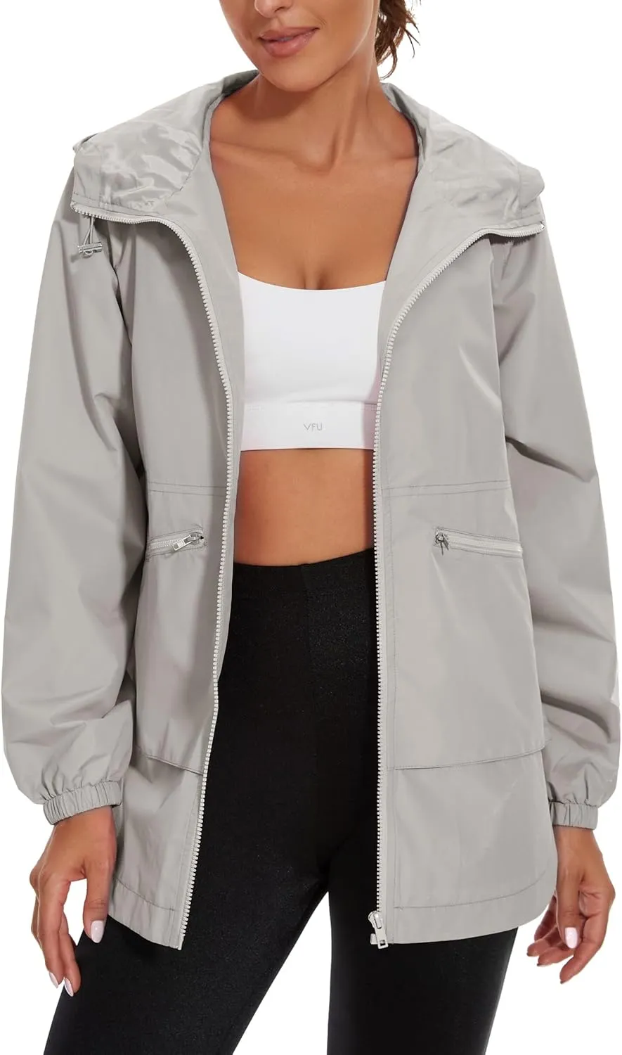 MAKARTHY Rain Jacket Women Waterproof Lightweight Jacket With Hood Packable Raincoat with Pockets S-XXXL
