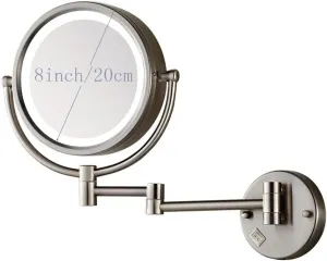 Makeup Vanity Mirror with Lights, Two-Sided Wall Mounted Beauty Mirror 3X Magnification Bathroom Mirror Extendable Cosmetic Mirror Powered by Plug,Br