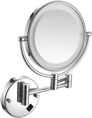 Makeup Vanity Mirror with Lights, Two-Sided Wall Mounted Cosmetic Mirror 3X Magnification Extendable Beauty Mirror 360° Swivel Hardwired Connection,B