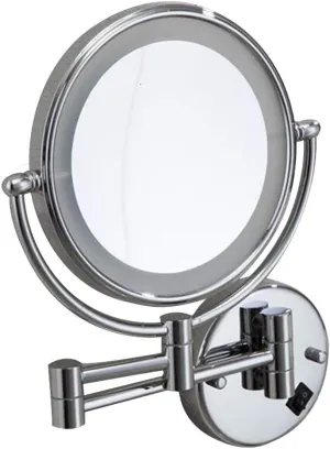 Makeup Vanity Mirror with Lights, Two-Sided Wall Mounted Cosmetic Mirror 3X Magnification Extendable Beauty Mirror Bathroom Mirror Powered by Plug,SIL, Silver