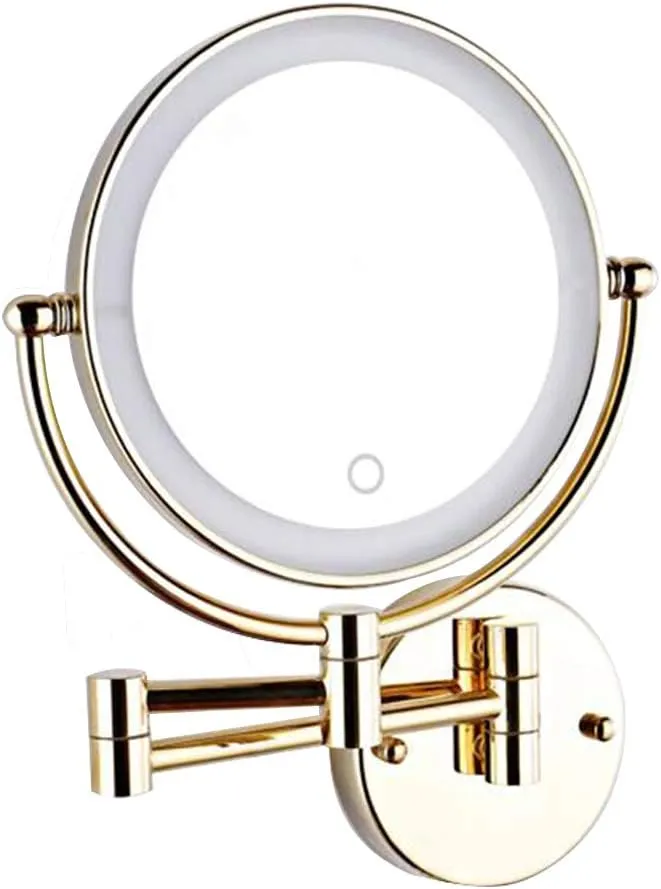 Makeup Vanity Mirror with Lights,Two-Sided Wall Mounted Beauty Mirror 3X Magnification Bathroom Mirror Extendable Cosmetic Mirror Hardwired Connection,Bronze(Black) (Gold )