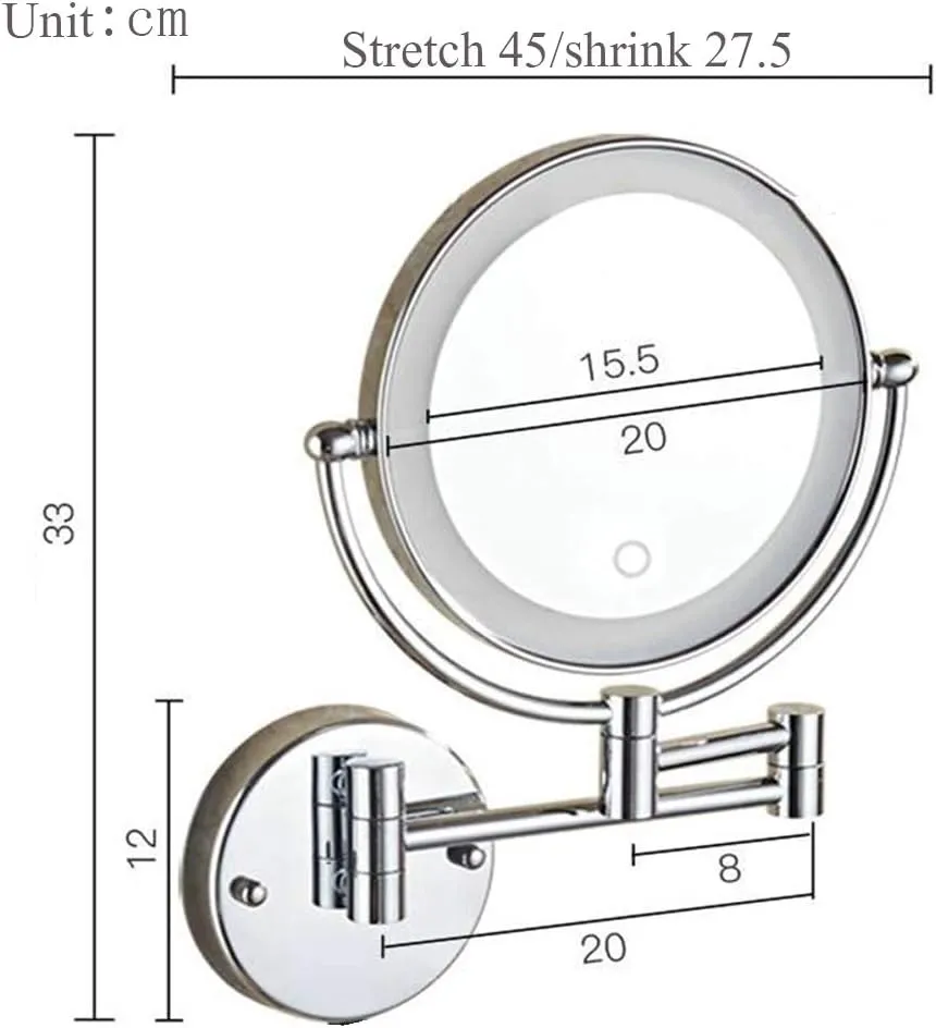 Makeup Vanity Mirror with Lights,Two-Sided Wall Mounted Beauty Mirror 3X Magnification Bathroom Mirror Extendable Cosmetic Mirror Hardwired Connection,Bronze(Black) (Gold )