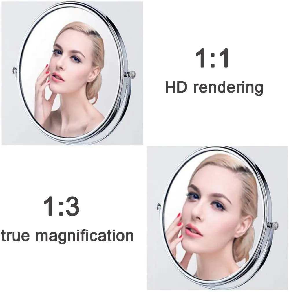Makeup Vanity Mirror with Lights,Two-Sided Wall Mounted Cosmetic Mirror 3X Magnification Bathroom Mirror Extendable Beauty Mirror Powered by Plug,Silv