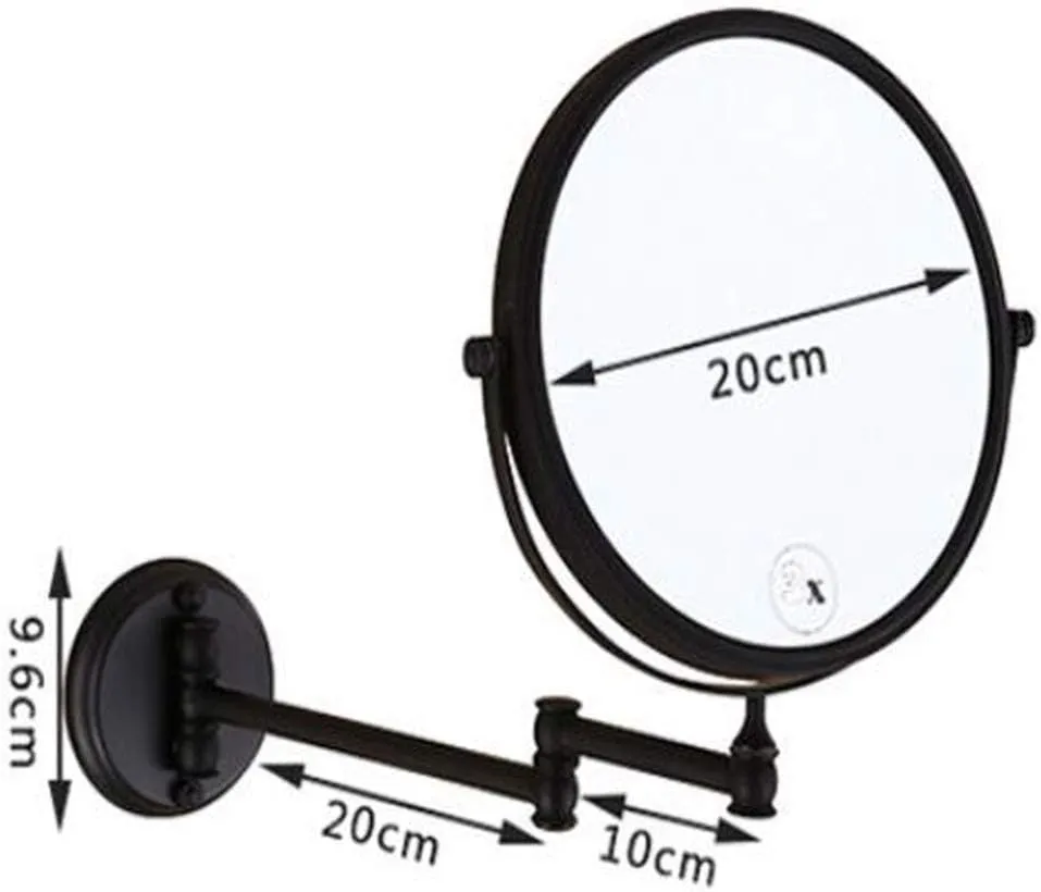 Makeup Vanity Mirror,Two-Sided Wall Mounted Beauty Mirror 3X Magnification Bathroom Mirror 360°Swivel Extendable Cosmetic Mirror,Black