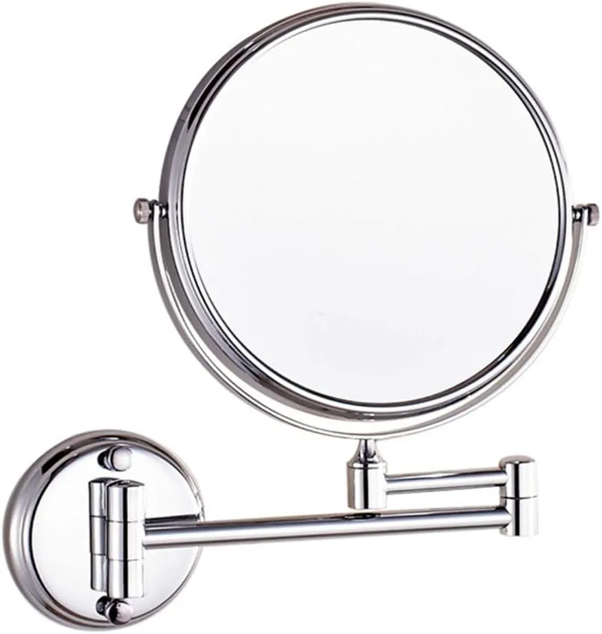 Makeup Vanity Mirror,Two-Sided Wall Mounted Beauty Mirror 3X Magnification Bathroom Mirror 360°Swivel Extendable Cosmetic Mirror,Silver(8inch)