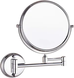 Makeup Vanity Mirror,Two-Sided Wall Mounted Beauty Mirror 3X Magnification Bathroom Mirror 360°Swivel Extendable Cosmetic Mirror,Silver(8inch)