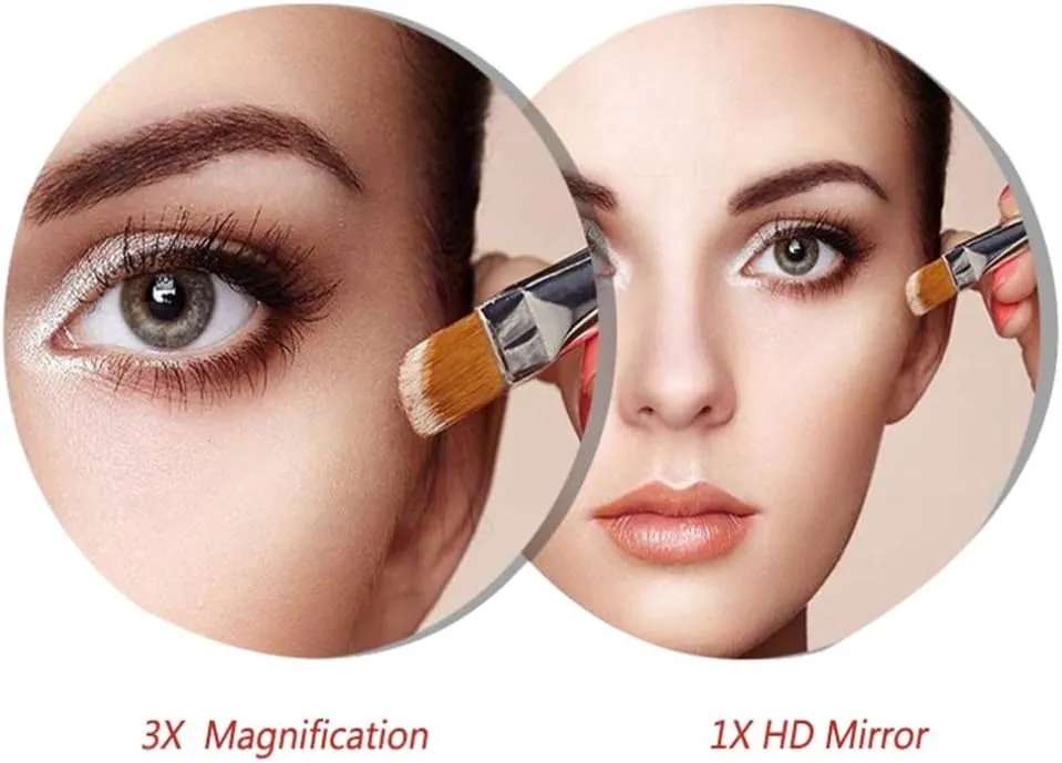 Makeup Vanity Mirror,Two-Sided Wall Mounted Beauty Mirror 3X Magnification Cosmetic Mirror 360°Swivel Extendable Bathroom Mirror,Silver(Silver 8inch) (Silver 8inch)