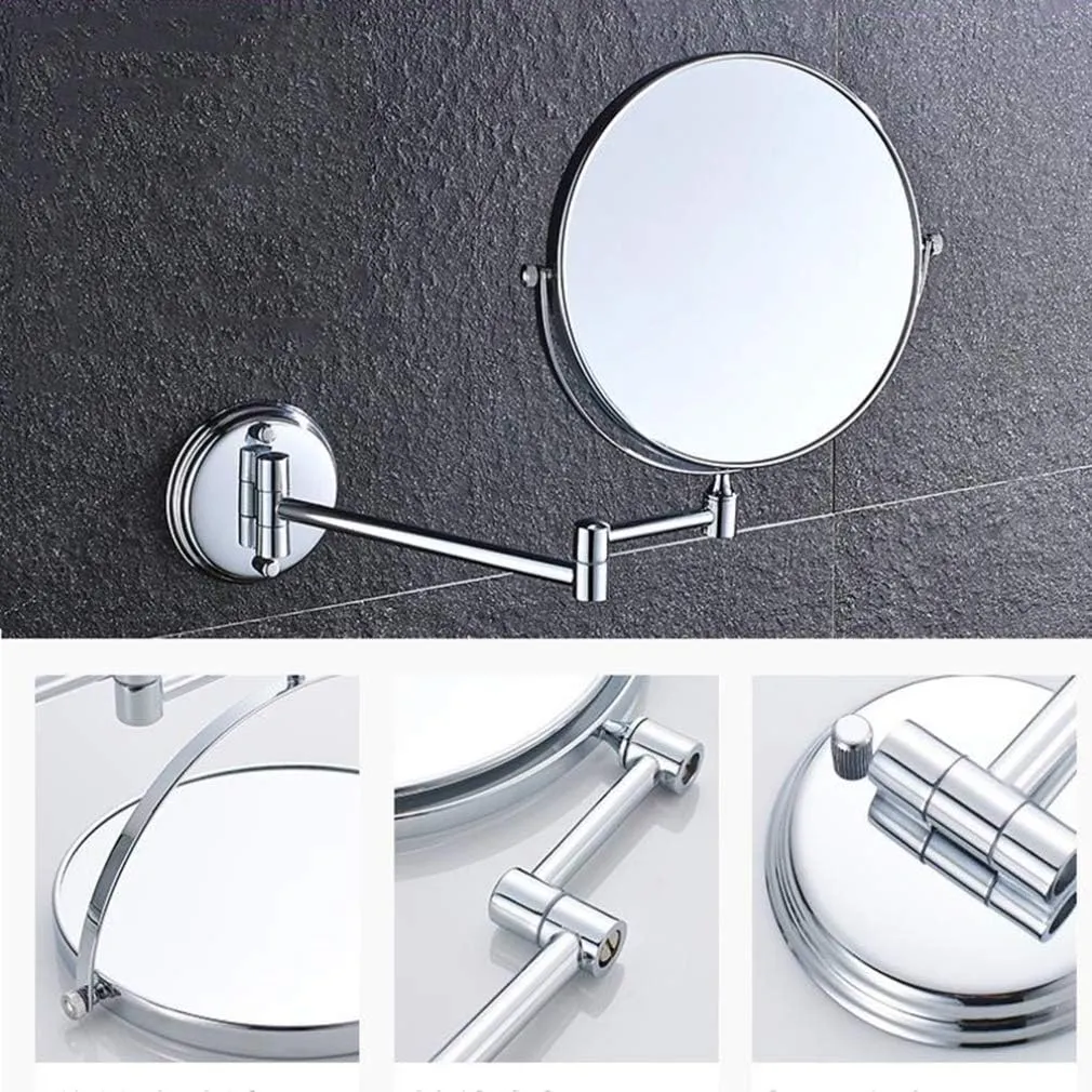 Makeup Vanity Mirror,Two-Sided Wall Mounted Beauty Mirror 3X Magnification Cosmetic Mirror 360°Swivel Extendable Bathroom Mirror,Silver(Silver 8inch) (Silver 8inch)