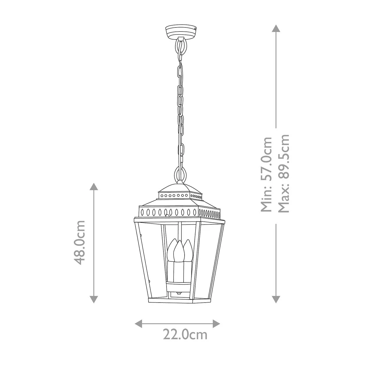 Mansion House 3 Light Chain Lantern | Aged Brass