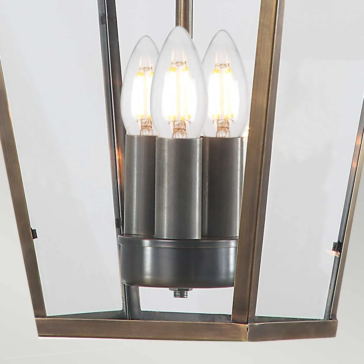 Mansion House 3 Light Chain Lantern | Aged Brass