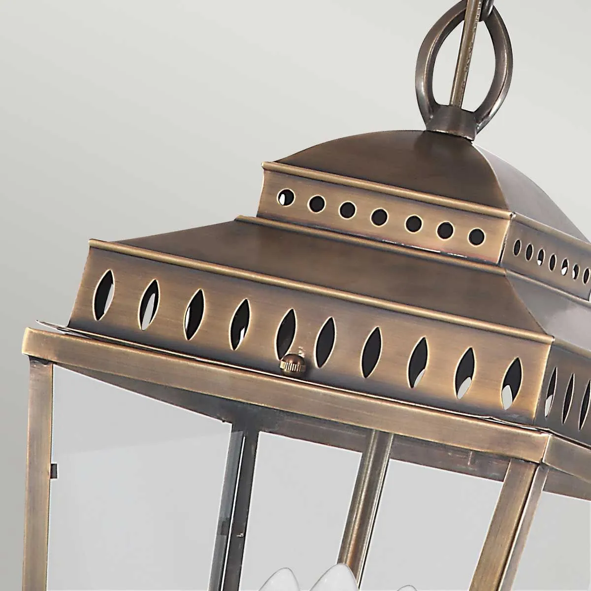 Mansion House 3 Light Chain Lantern | Aged Brass