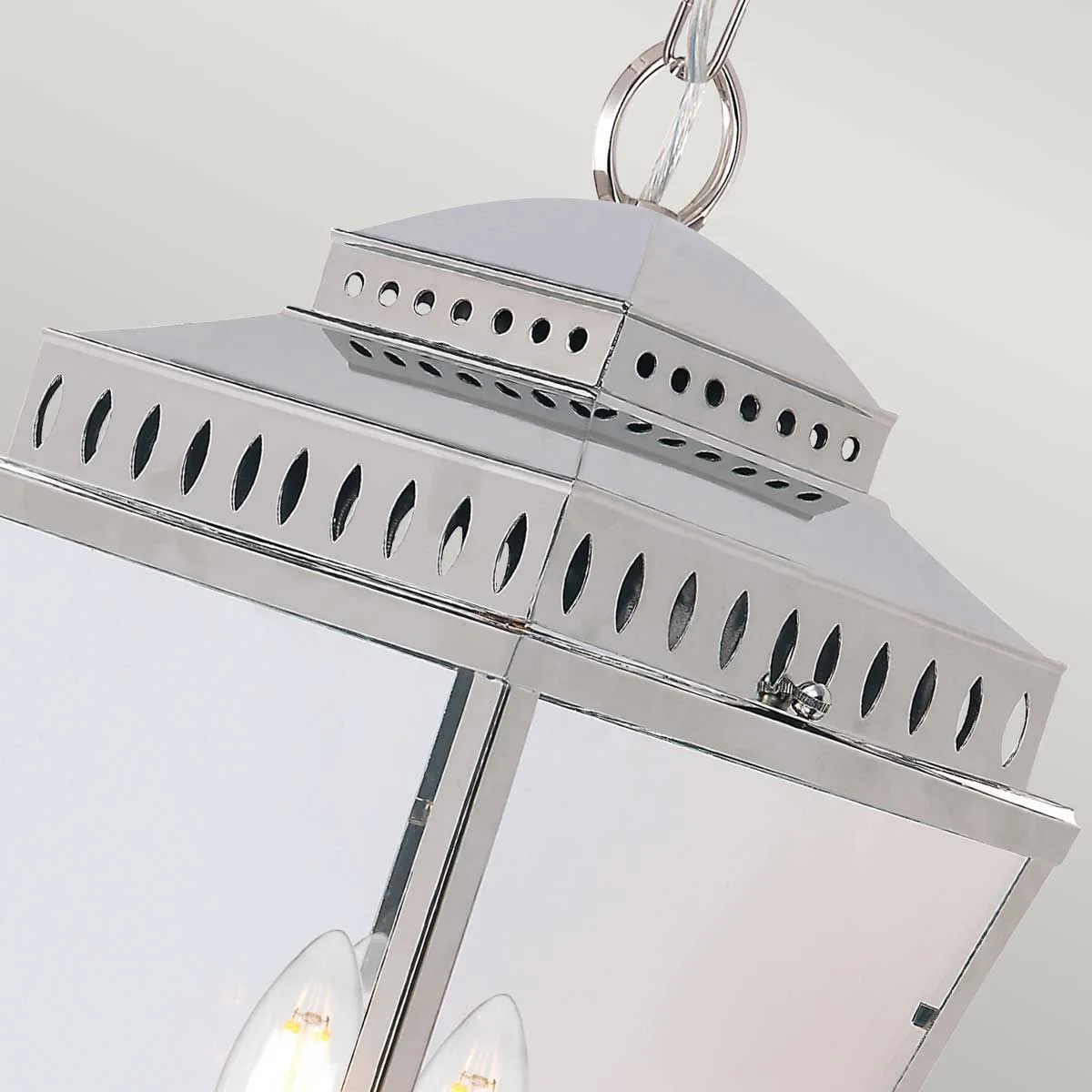 Mansion House 3 Light Chain Lantern | Polished Nickel