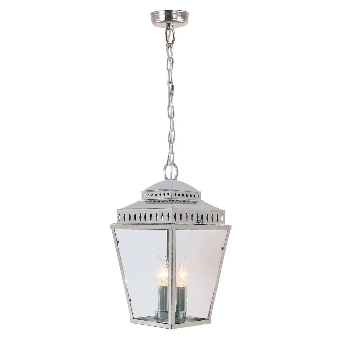 Mansion House 3 Light Chain Lantern | Polished Nickel