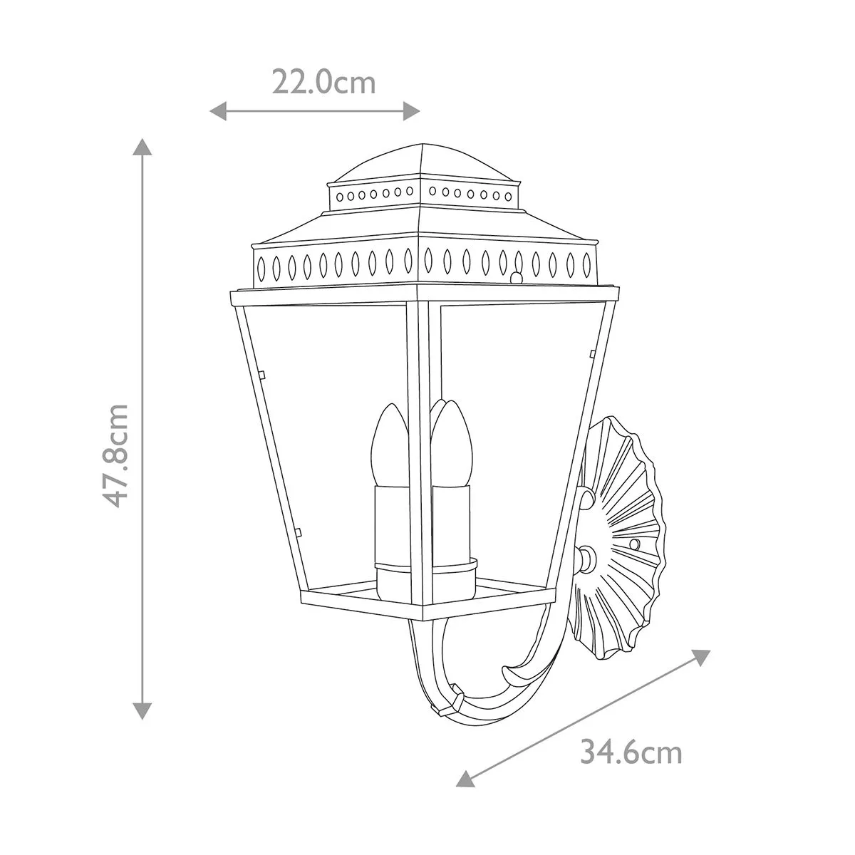 Mansion House 3 Light Wall Lantern | Polished Nickel