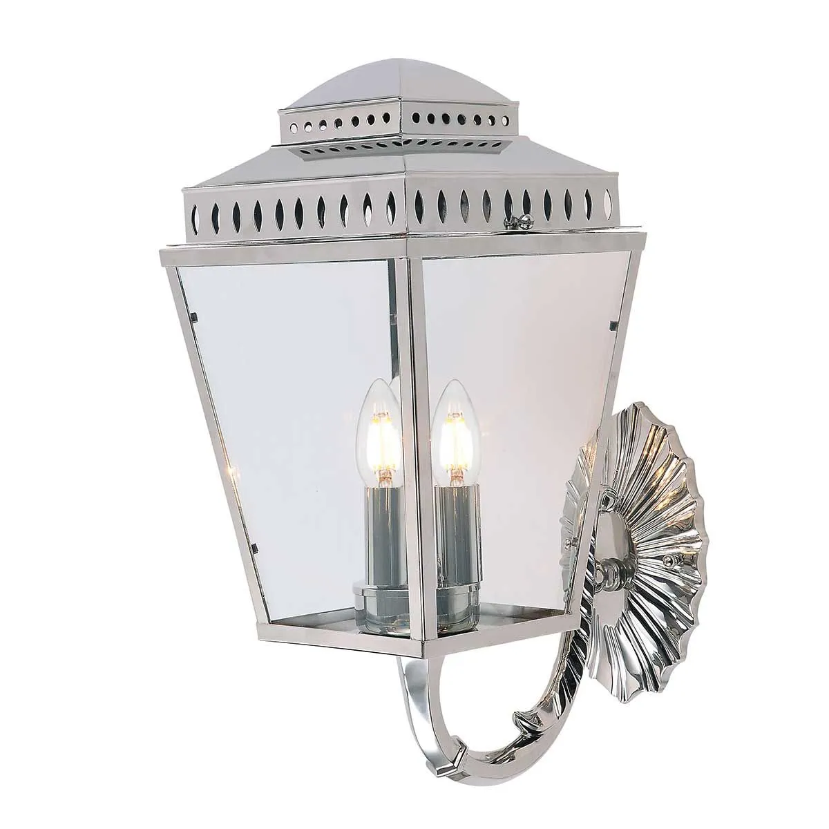 Mansion House 3 Light Wall Lantern | Polished Nickel