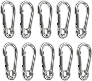 MARINE CITY Carabiner Clip Snap Hook with Ring – 4" 316 Stainless Steel, Rustproof & Heavy Duty, Ideal for Climbing, Fishing, Hiking, Boating, Sailing, Camping