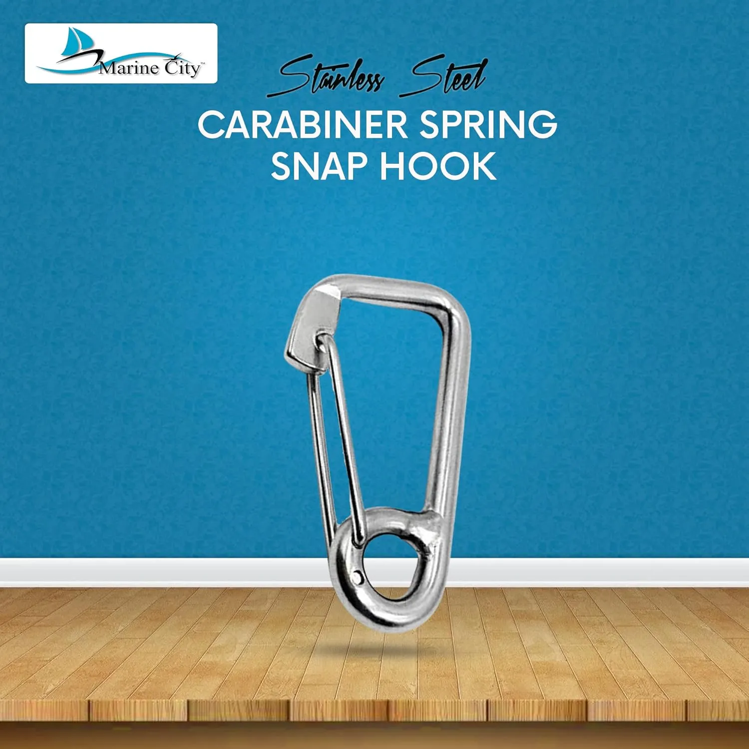 MARINE CITY Carabiner Spring Snap Hook – 316 Stainless Steel, Premium Quality, Rustproof, Lightweight, for Keys, Water Bottles, RVs, Boats, Camping, Hiking