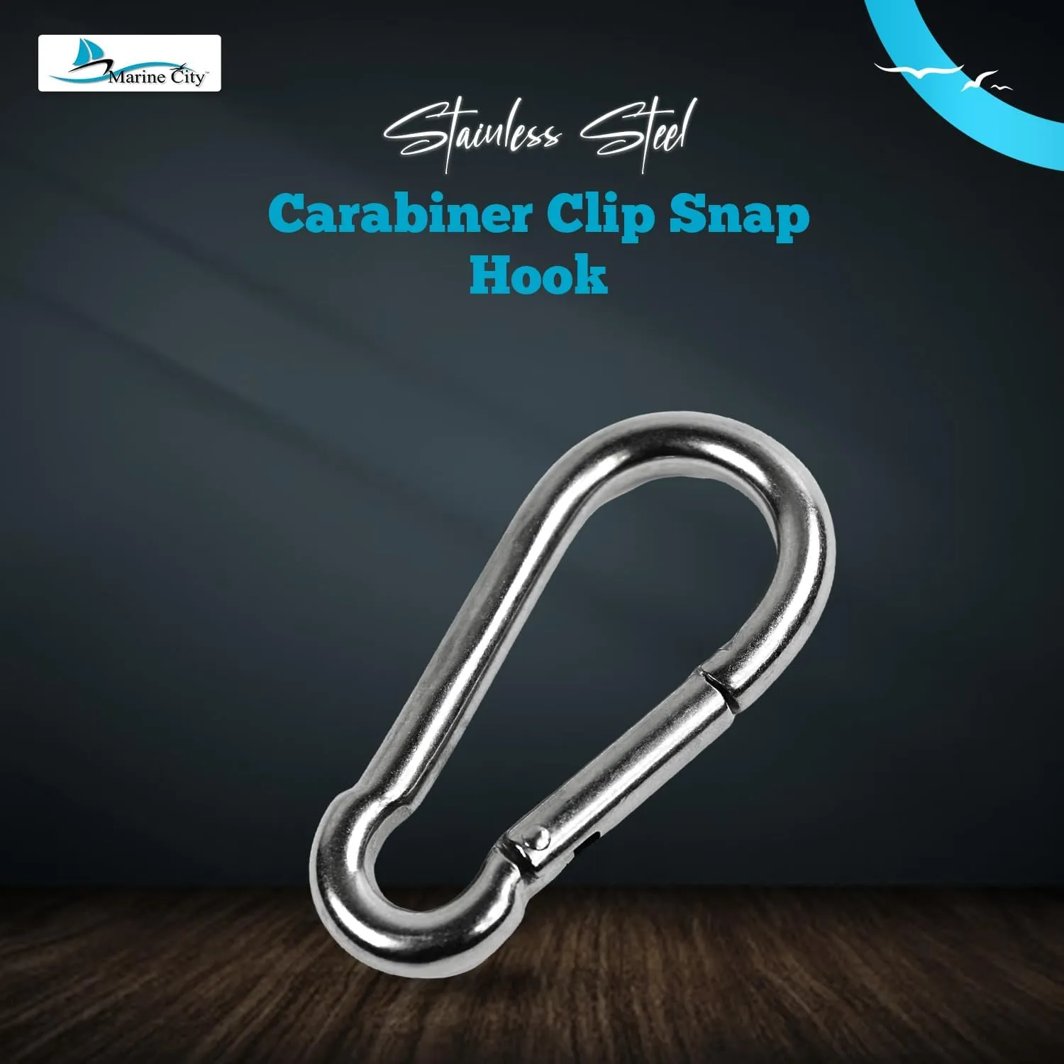 MARINE CITY Stainless Steel Carabiner Clip Snap Hook - 316 Stainless Steel Clips