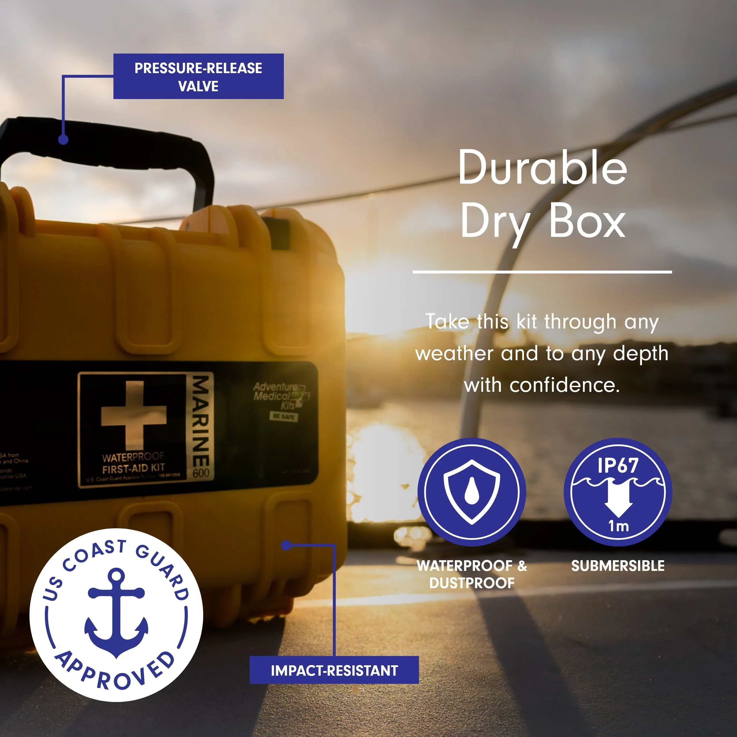 Marine First Aid Kit | USCG Approved 8-Person Medical Kit | Waterproof Emergency Medical Supply for Boaters