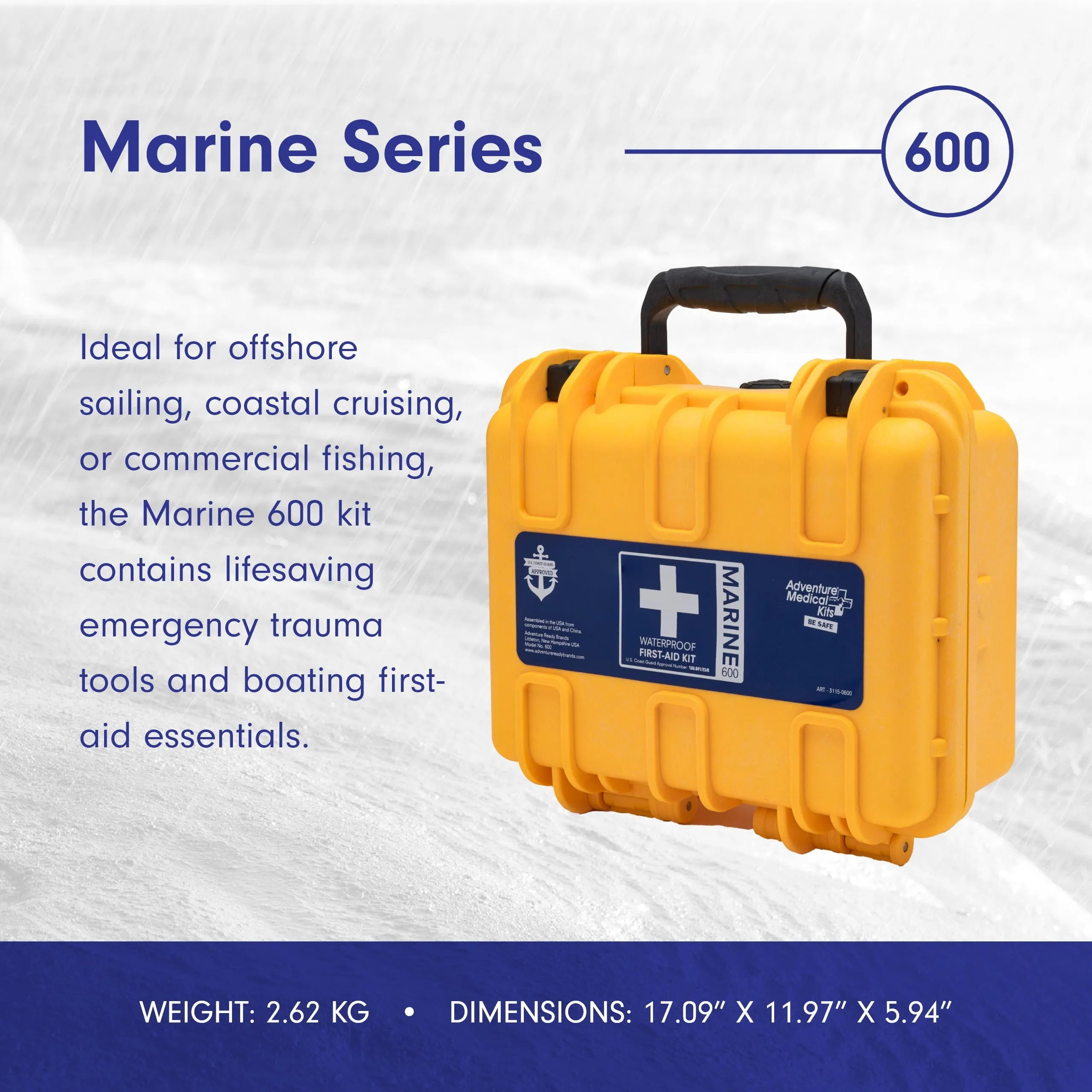 Marine First Aid Kit | USCG Approved 8-Person Medical Kit | Waterproof Emergency Medical Supply for Boaters