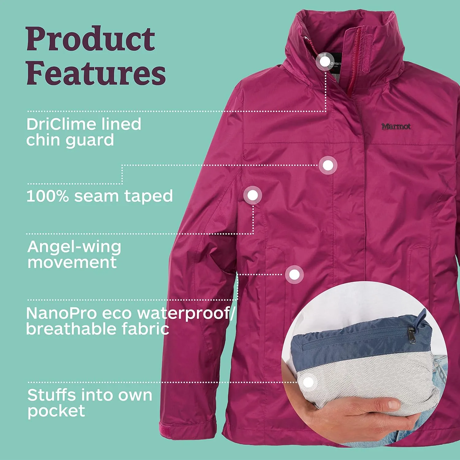 Marmot Women's Precip Eco Waterproof Rain Jacket