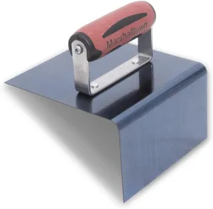 MARSHALLTOWN Blue Steel Step Tool, Nose Tool, 6 x 6 x 3 Inch Blade Size, 1/2 Inch Radius, 90-Degree Angle, Resilient DuraSoft Handle, Prevent Cracking in Concrete, 175BD