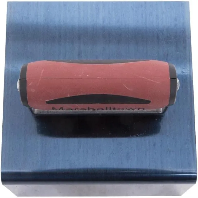 MARSHALLTOWN Blue Steel Step Tool, Nose Tool, 6 x 6 x 3 Inch Blade Size, 1/2 Inch Radius, 90-Degree Angle, Resilient DuraSoft Handle, Prevent Cracking in Concrete, 175BD