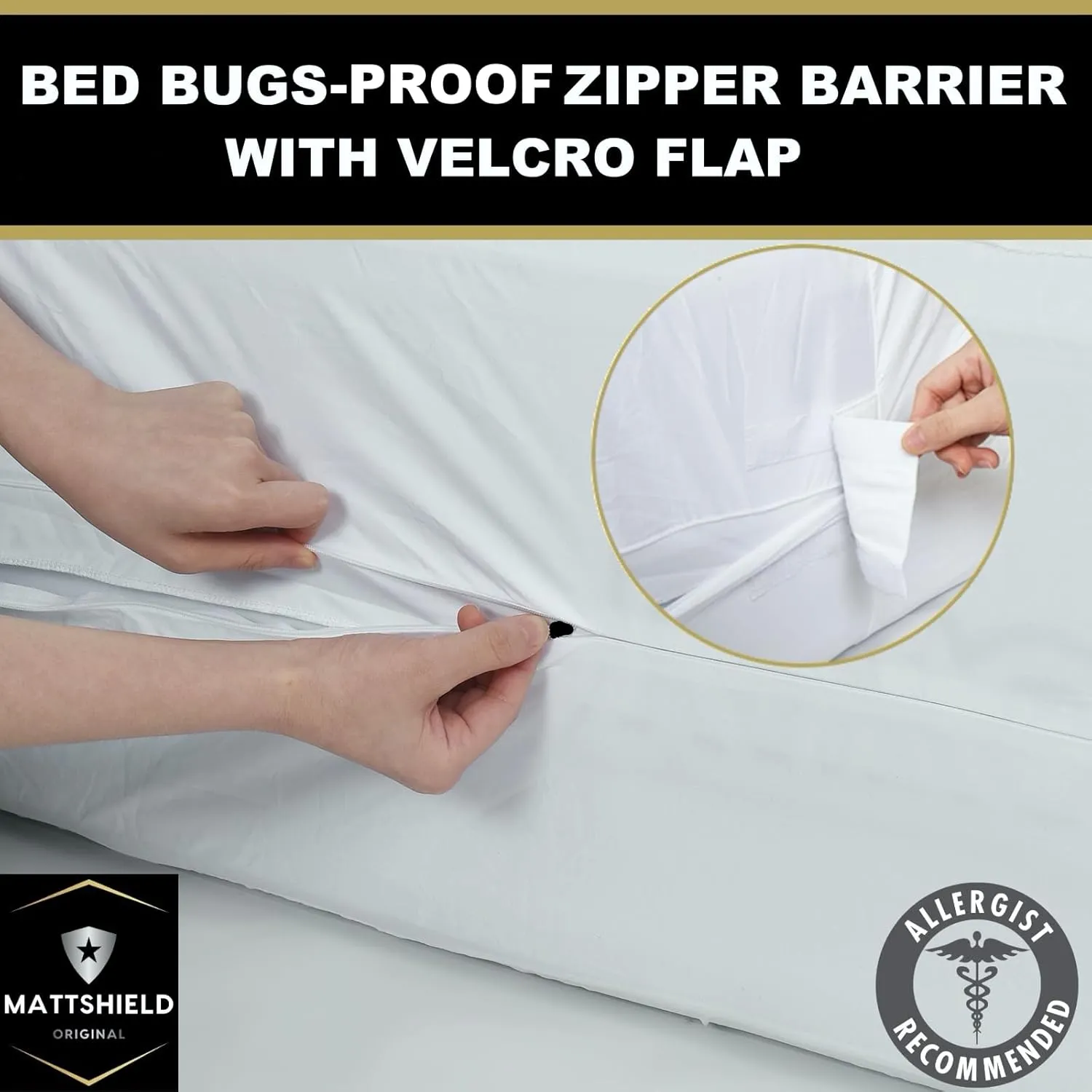 MATTSHIELD Ultimate 3-Piece Kit - Bed Bug-Proof Mattress Cover Queen Size 100% Cotton Top   2 Pillow Protectors with Zipper - 6 Sided Waterproof Encasement, Total Defense Kit