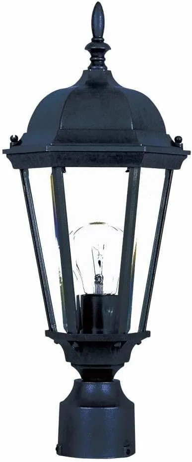 Maxim 1001BK I Westlake Collection 19 Inch One-Light Dimmable and LED Compatible Outdoor Pole/Post Lantern - Black Finish I 60 Watts I Modern Contemporary Light Fixture I