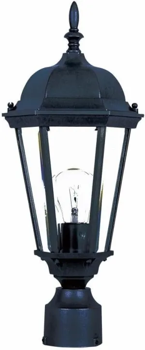 Maxim 1001BK I Westlake Collection 19 Inch One-Light Dimmable and LED Compatible Outdoor Pole/Post Lantern - Black Finish I 60 Watts I Modern Contemporary Light Fixture I