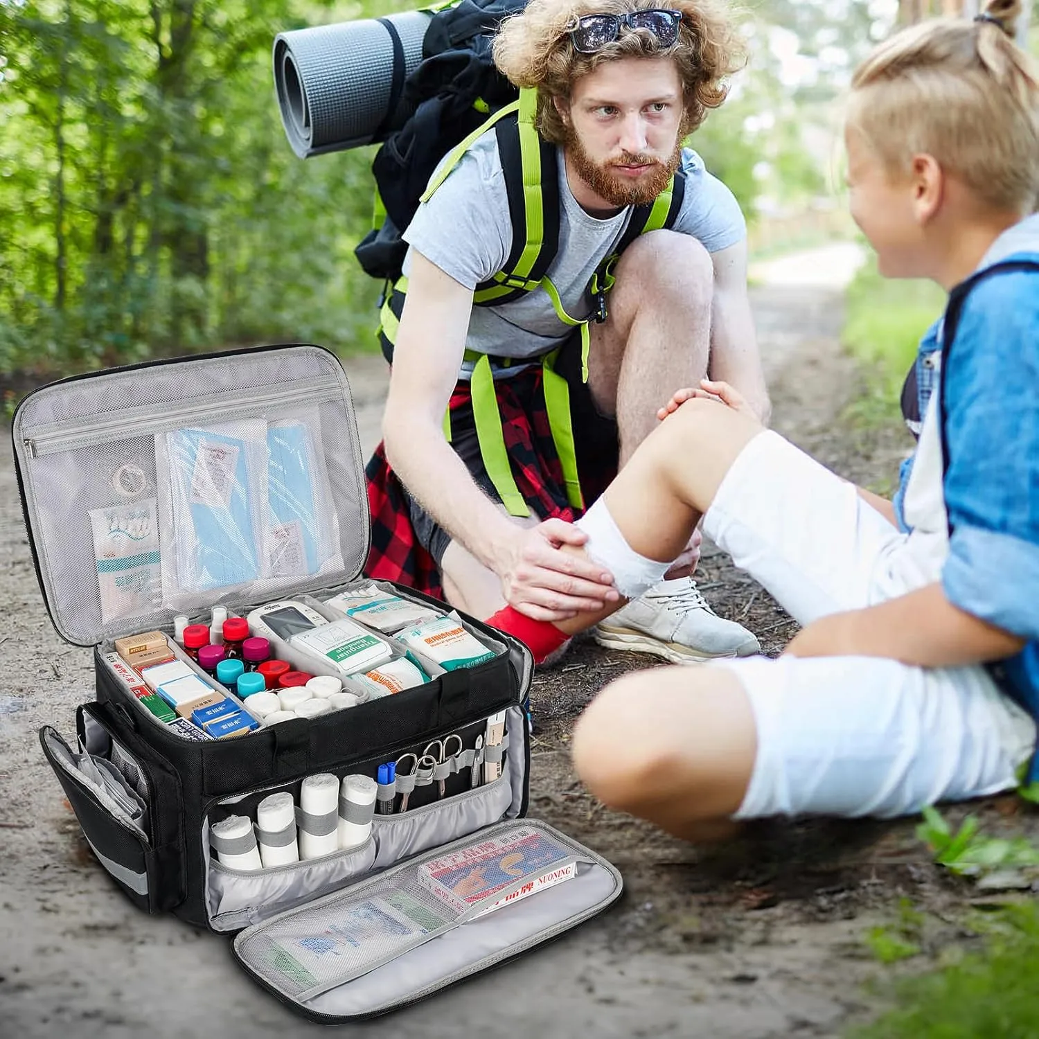 Medical Bag, Medical Equipment Case Empty, Large Home Health Nurse Bag with Shoulder Strap, Medication First Aid Organizer for Therapist, Doctors, Nursing Students (Black)