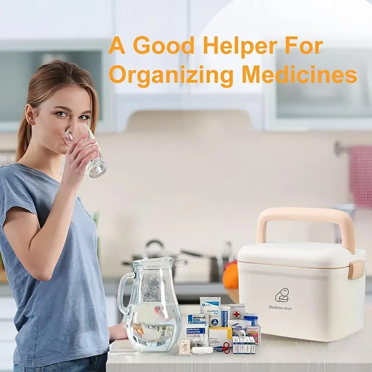 Medicine Cabinet Household Organizer Storage Emergency First Aid Kit Organizer