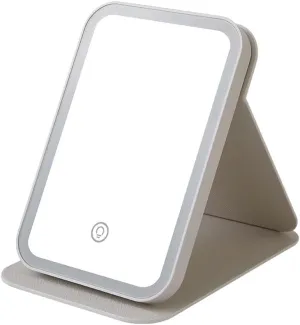 MEGHALI Touch LED Makeup Mirror with Light 3 Color Temperature USB Rechargeable Desktop Beauty Mirror Adjustable Portable Illuminating Mirror