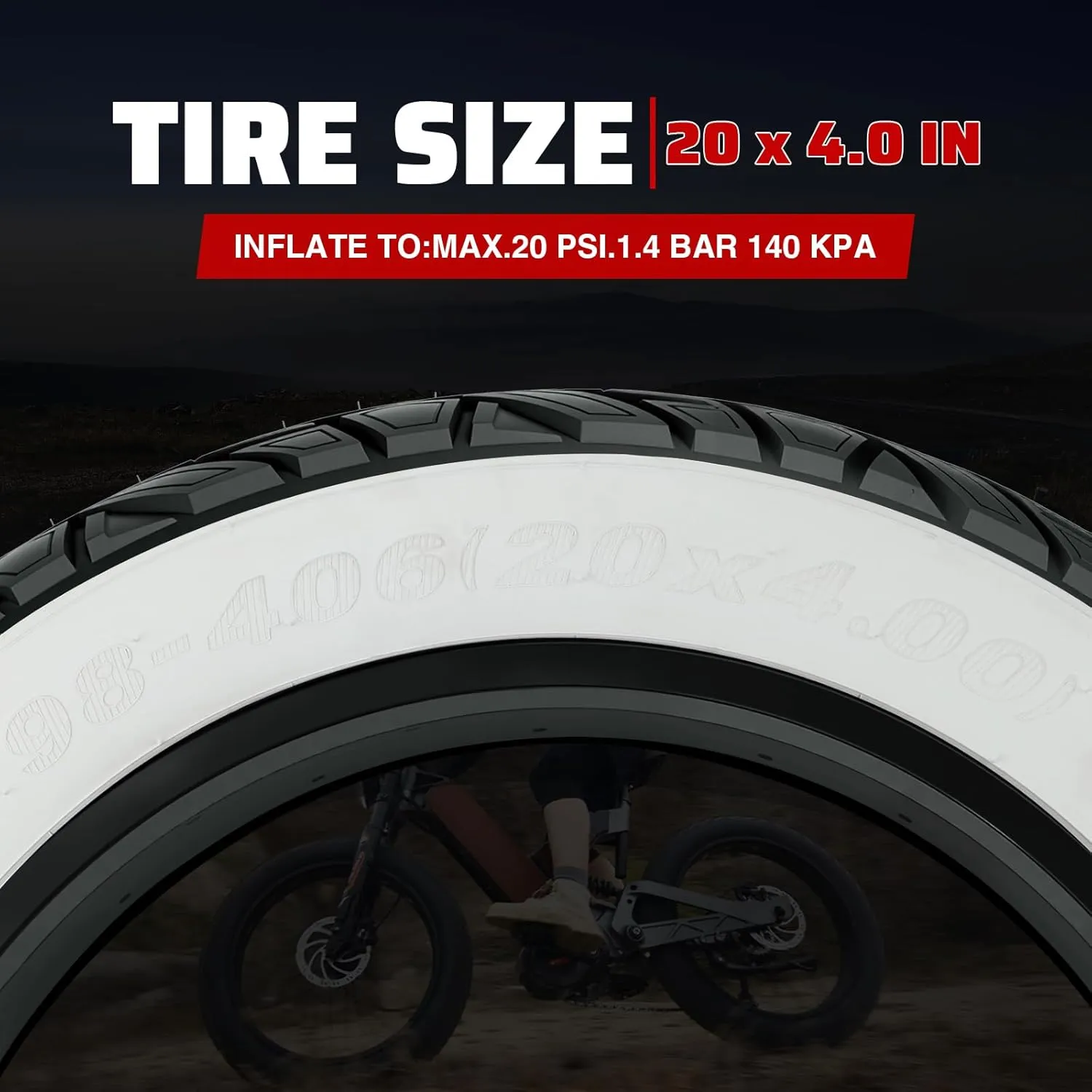 MEGHNA Fat Bike Tire 20/26 x 4.0 inch Mountain Bike Tire Fat Tire 20/26 inch Heavy Duty Deep Grooves Foldable Replacement All Terrain