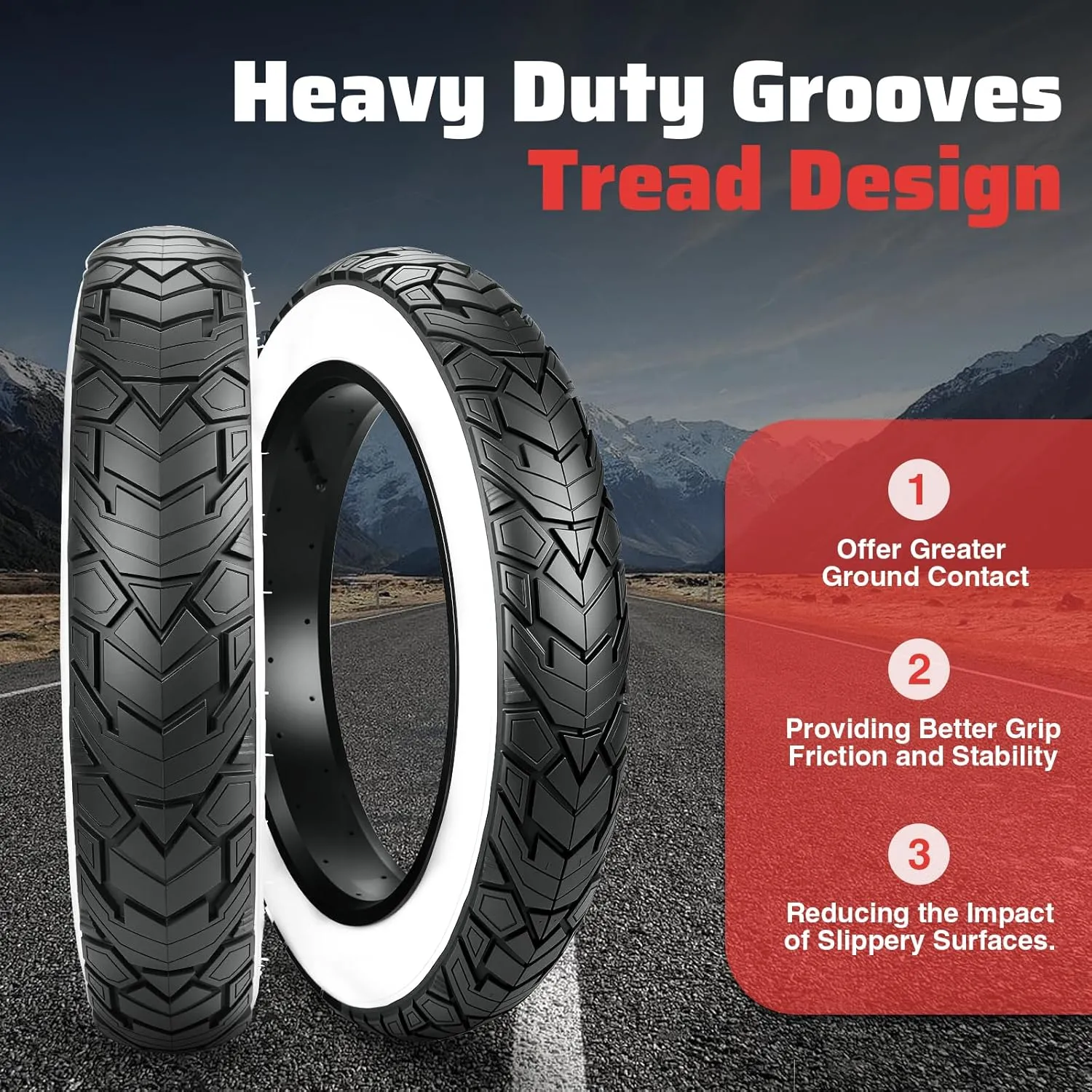 MEGHNA Fat Bike Tire 20/26 x 4.0 inch Mountain Bike Tire Fat Tire 20/26 inch Heavy Duty Deep Grooves Foldable Replacement All Terrain