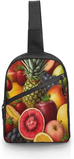 Men Women Foldable Sling Bags,Fresh Juicy Fruits Print Crossbody Chest Bag,Shoulder Chest Backpack for Cycling Walking Hiking
