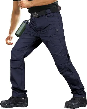 Men's Cargo Work Hiking Tactical Pants,10-Pocket,with Carabiner,Water Resistant,Lightweight Ripstop Outdoor Pants